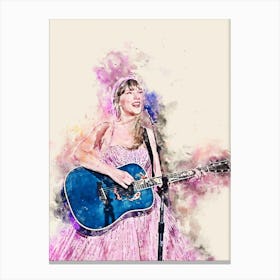 Taylor Swift Watercolor Painting 3 Canvas Print