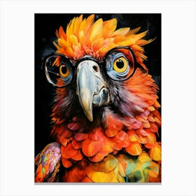 Parrot With Glasses animal Canvas Print