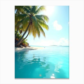 Tropical Beach With Palm Trees Lienzo