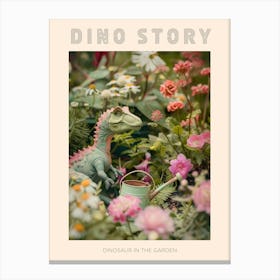 Pastel Toy Dinosaur In The Garden 2 Poster Canvas Print