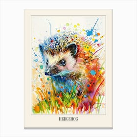 Hedgehog Colourful Watercolour 1 Poster Canvas Print