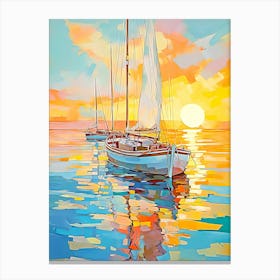 Sailboats At Sunset 3 Canvas Print