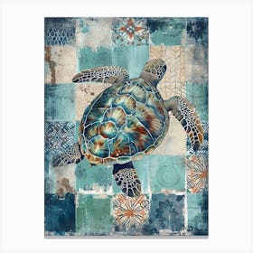 Sea Turtle Mosaic Tile Effect Canvas Print