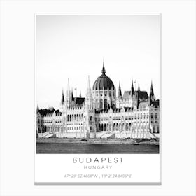 Budapest Hungary Black And White Canvas Print