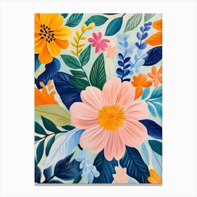 Bunte Blumen Botanic Malerei, Frühlingsblumen artprint Canvas Print