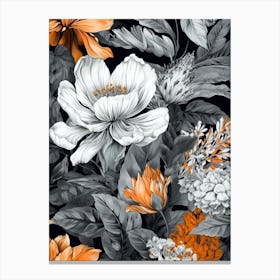 Orange And White Flowers nature Canvas Print