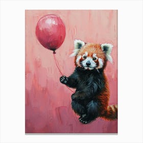Cute Red Panda 5 With Balloon Canvas Print