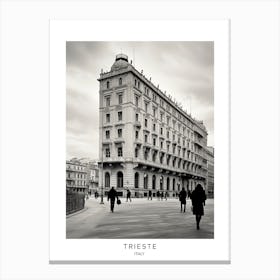 Poster Of Trieste, Italy, Black And White Analogue Photography 2 Canvas Print