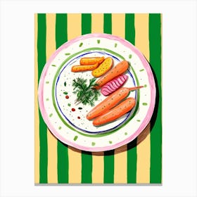 A Plate Of Carrots Top View Food Illustration 1 Canvas Print