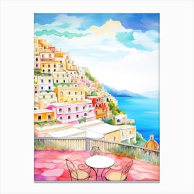 Positano, Italy Colourful View 4 Canvas Print