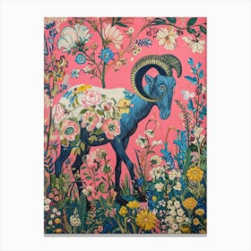 Floral Animal Painting Ram 2 Canvas Print