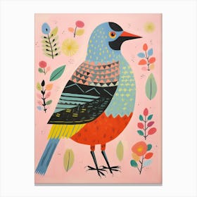 Folk Style Bird Painting Robin 6 Canvas Print