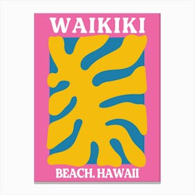 Waikiki Beach Hawaii Pink Canvas Print
