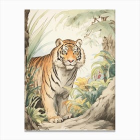 Storybook Animal Watercolour Siberian Tiger 4 Canvas Print