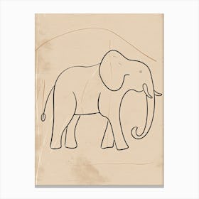 Elephant Drawing - Boho, Line Art Canvas Print