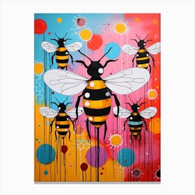 Bees Vivid Colour 7 Canvas Print