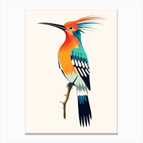 Colourful Geometric Bird Hoopoe 2 Canvas Print