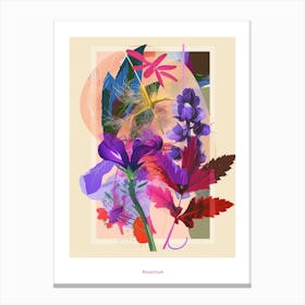 Aconitum 1 Neon Flower Collage Poster Canvas Print