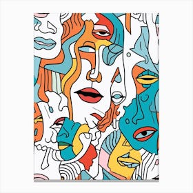 Keith Haring Inspired Face Line Drawing  Canvas Print