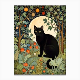 William Morris Black Cat In The Moonlight 15 Canvas Print