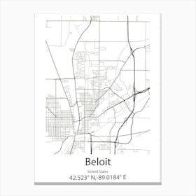 Beloit,United States Minimalist Map Canvas Print