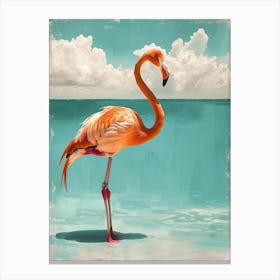 Greater Flamingo Yucatan Peninsula Mexico Tropical Illustration 2 Canvas Print