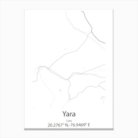 Yara,Cuba Minimalist Map Canvas Print