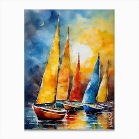 A Small Sailboats Oil Painting Canvas Print