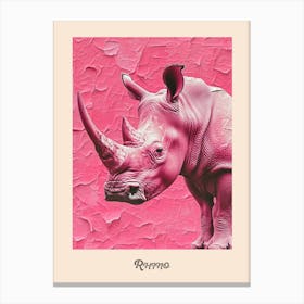 Pink Rhino Vintage Poster 1 Canvas Print