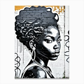 Vintage Graffiti Mural Of Beautiful Black Woman 120 Canvas Print