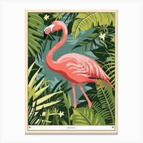 Greater Flamingo Kenya Tropical Illustration 5 Poster Canvas Print