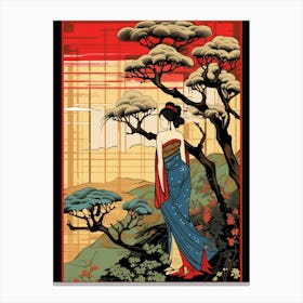 Oirase Stream, Japan Vintage Travel Art 1 Canvas Print