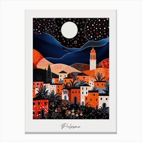 Poster Of Palermo, Italy, Illustration In The Style Of Pop Art 2 Canvas Print