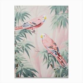 Vintage Japanese Inspired Bird Print Budgerigar 3 Canvas Print