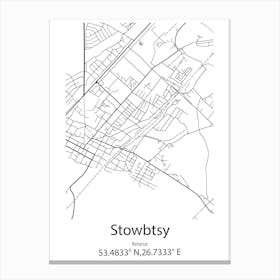 Stowbtsy,Belarus Minimalist Map Canvas Print