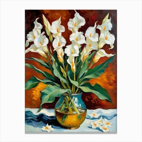 Calla Lilies In A Vase Canvas Print