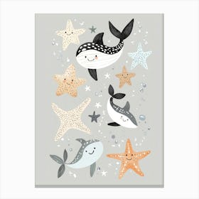 Starfish And Whales Canvas Print