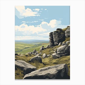 Dartmoor National Park England 2 Hiking Trail Landscape Canvas Print