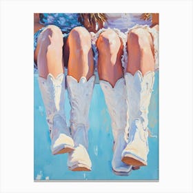 Two Girls In Cowboy Boots Canvas Print