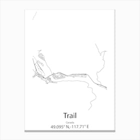 Trail,Canada Minimalist Map Canvas Print