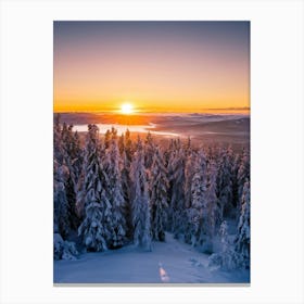 A Winter Scenario At The Heart Of The Arctic Where Pines And Wilderness Blend With The Serene Hues (4) Canvas Print