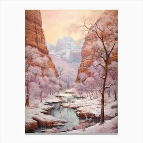 Dreamy Winter Painting Zion National Park United States 1 Canvas Print