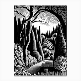 Parco Sempione, 1, Italy Linocut Black And White Vintage Canvas Print
