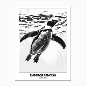 Penguin Swimming Poster 4 Canvas Print