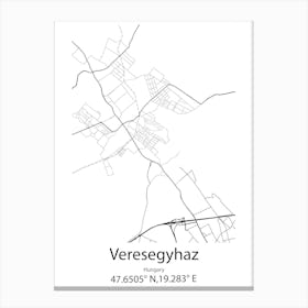 Veresegyhaz,Hungary Minimalist Map Canvas Print