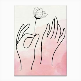 Flower In Hands Canvas Print