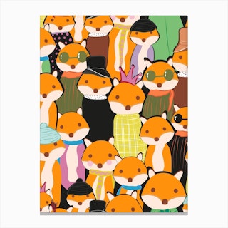 Cute Foxes Canvas Print