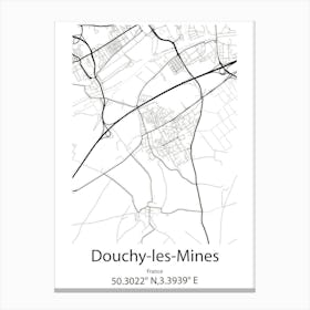 Douchy Les Mines,France Minimalist Map Canvas Print