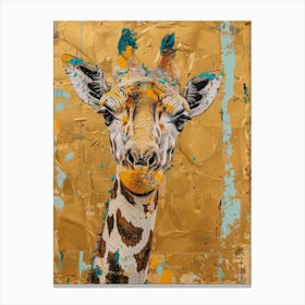 Baby Giraffe Gold Effect Collage 2 Canvas Print