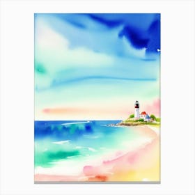 Watercolor Seascape With Lighthouse Canvas Print